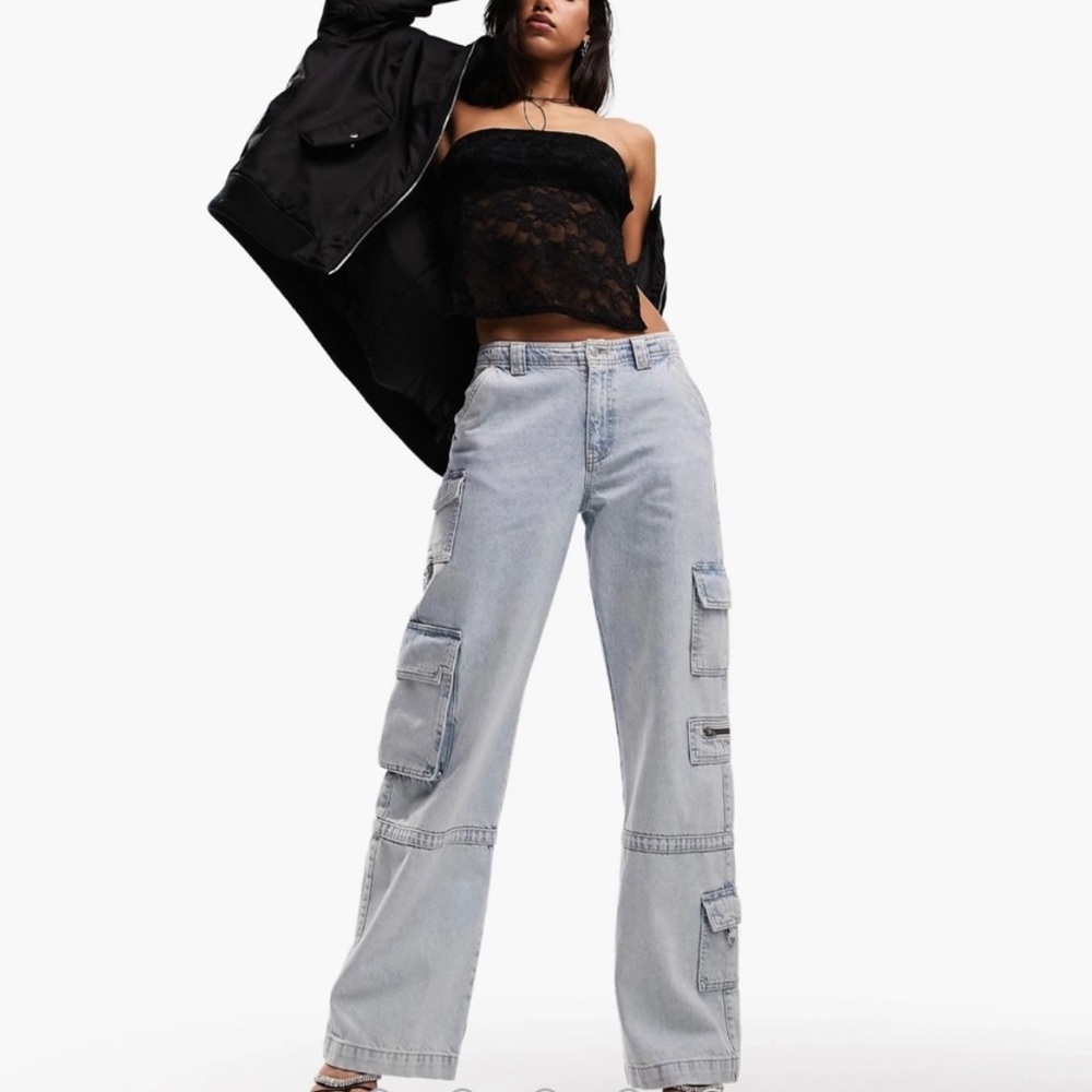 Light Blue Women's Cargo Jeans